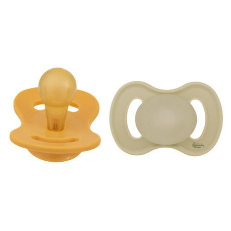 Lot de 2 sucettes Lullaby Planet | Adorable design rond en latex | Design fonctionnel à la mode et confortable | Quartz rose et sable de plage | 0-6 mois