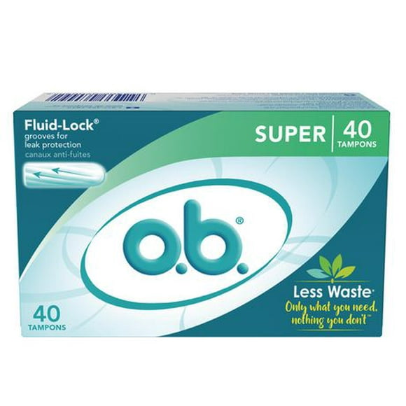 o.b. Original Non-Applicator Tampons Super Absorbancy, 40 Tampons