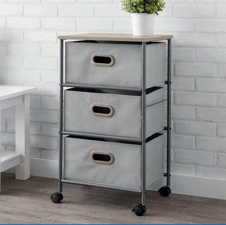 Mainstays 3-Drawer Wood Top Cart | Walmart Canada