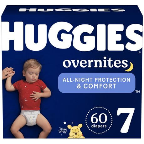 Huggies Overnites Nighttime Baby Diapers, Mega Colossal Pack, Size 7, 60 Count