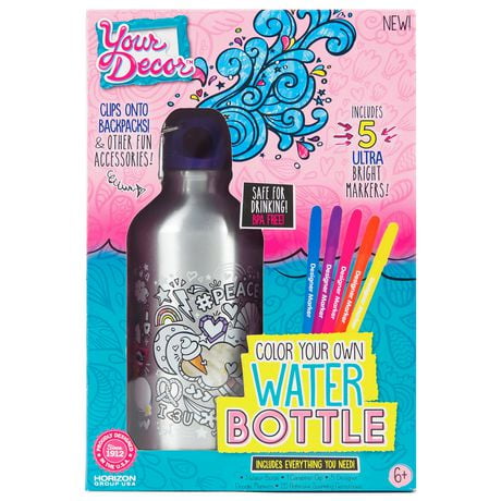 Your Decor Colour Your Own Water Bottle Kit, 6 years & up