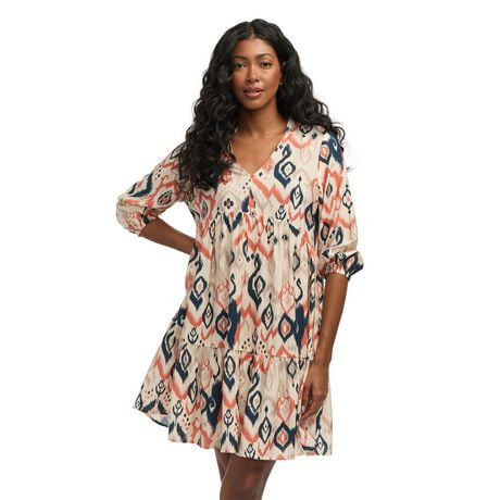 Mexx Women’s Printed V-Neck Puff Sleeve Dress - Walmart.ca