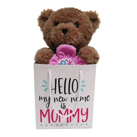 Way To Celebrate Mother’s Day Plush Toy Brown Bear in Gift bag, Plush Toy Brown Bear