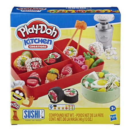 Play-Doh Kitchen Creations, trousse à sushis, avec boîte bento et 9 pots de pâte atoxique Play-Doh