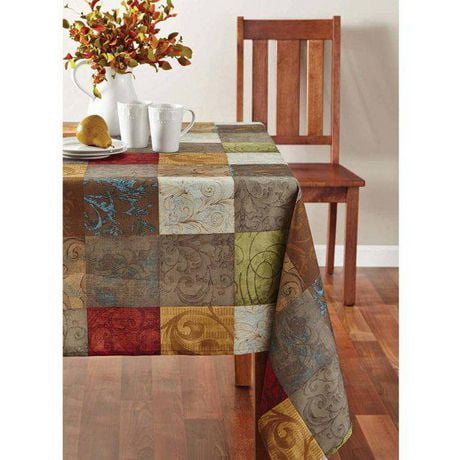 Mainstays Tuscany Fabric Tablecloth, 52"W x 84"L, Available in Multiple Sizes, Washable fabric tablecloth