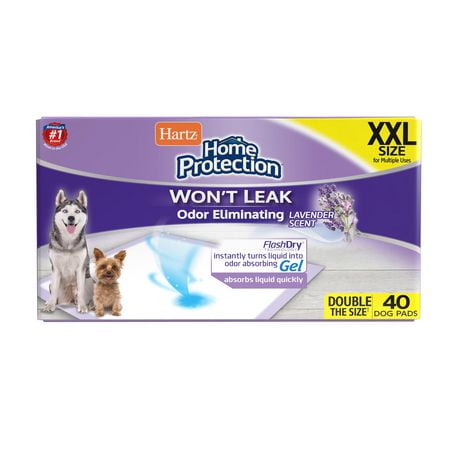 Hartz Home Protection Coussinets d'entraînement éliminant les odeurs lavande 2XL pour chiots et chiens adultes Tapis pour chien XXL 40CT