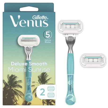 Venus Miami Sunrise Deluxe Smooth Sensitive, 1 Women's Razor, 2 Refills, 1CT