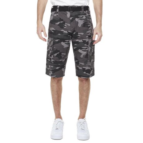 Dark Black Men's Belted Camo Cargo Capri Short - Walmart.ca