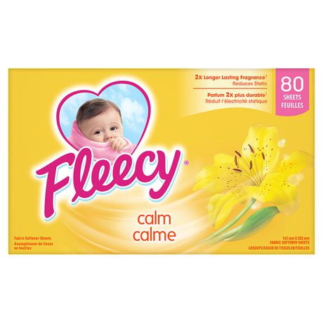 Fleecy Aroma Therapy Calm Fabric Softener Dryer Sheets, 80 Sheets