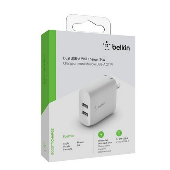 Chargeur mural double USB-A 24 W BOOST↑CHARGE™ CHRG À DOUBLE PAROI BELKIN