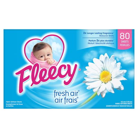 Fleecy Fresh Air Fabric Softener Dryer Sheets, 80 Sheets