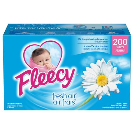Fleecy Fresh Air Fabric Softener Dryer Sheets, 200 Sheets