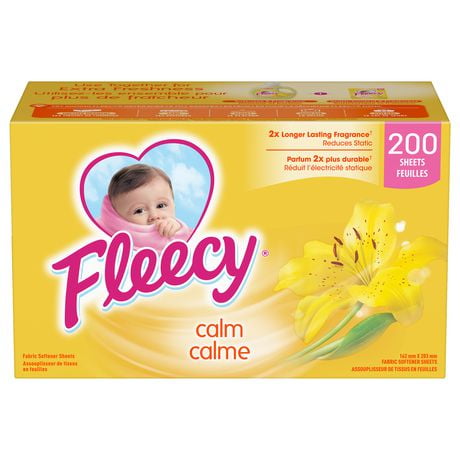 Fleecy Aroma Therapy Fabric Softener Dryer Sheets, Calm, 200 Sheets