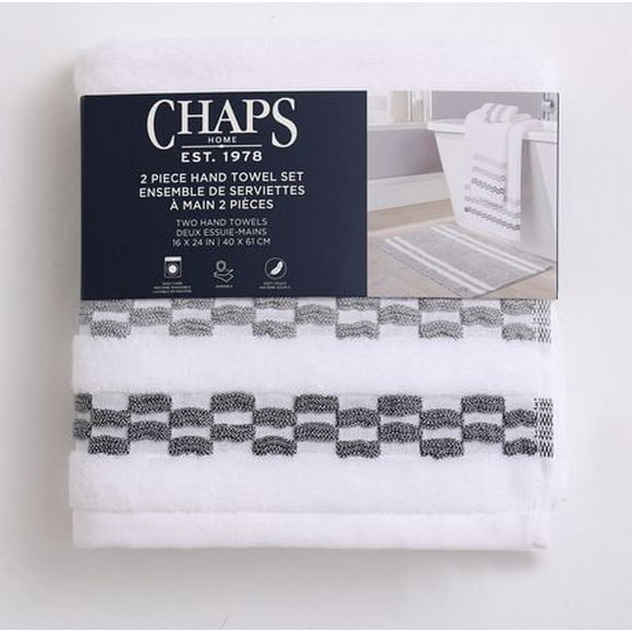 Chaps Luxury Towel Set - 2-Pack, Grey, 16" x 24", Chaps Towel Set x2