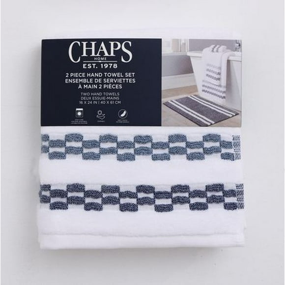Chaps Luxury Towel Set - 2-Pack, Navy, 16" x 24", Chaps Towel Set x2
