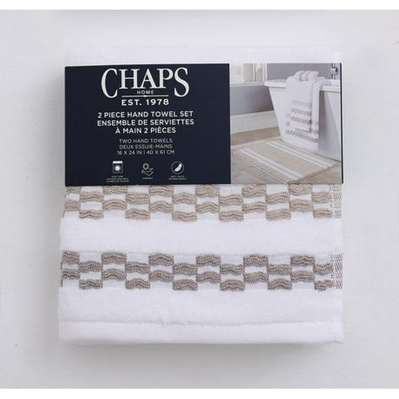 Chaps Luxury Towel Set - 2-Pack, Tan, 16" x 24", Chaps Towel Set x2