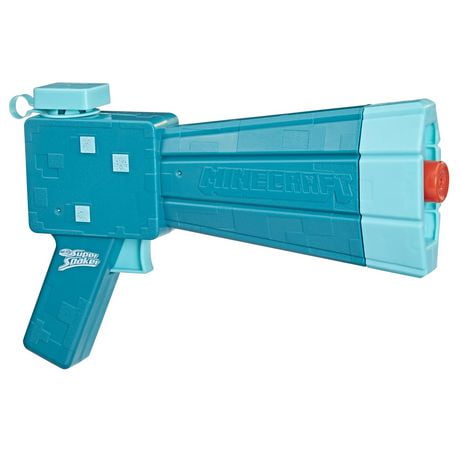 Nerf Super Soaker Minecraft, blaster à eau Glow Squid, design du Mob Glow Squid dans Minecraft Dungeons, jeu d'eau extérieur pour enfants