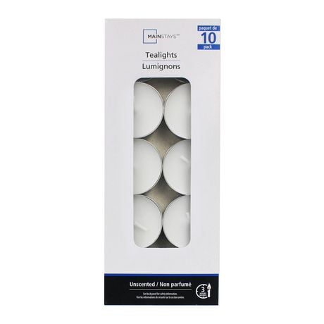 Mainstays 10PK Unscented Tealight Candles, Pack of 10