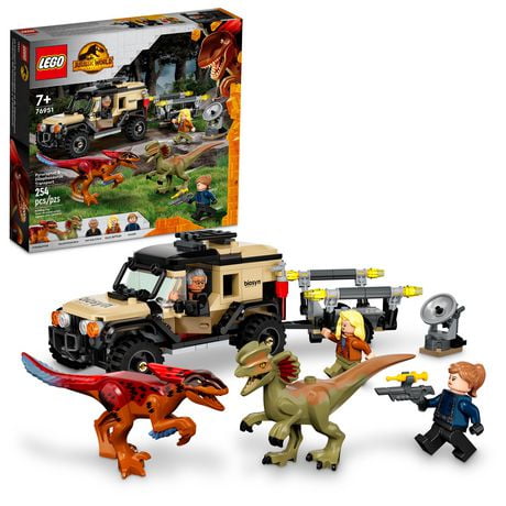 LEGO Jurassic World Pyroraptor & Dilophosaurus Transport 76951 (279 Pieces), Includes 254 Pieces, Ages 7+