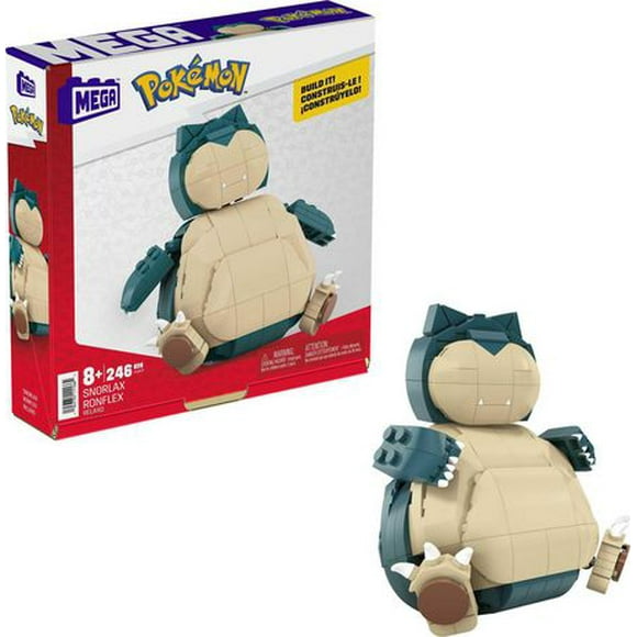 Buildable Snorlax Pokémon MEGA playset with 256 pieces and poseable limbs