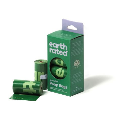 Earth Rated 60 Bags on 4 Rolls - Lavender, 100% leak-proof guaranteed.