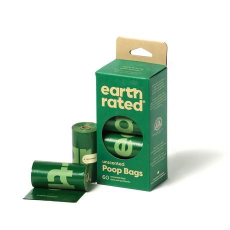 Earth Rated 60 sacs sur 4 rouleaux - non parfumés 100% étanche garanti.