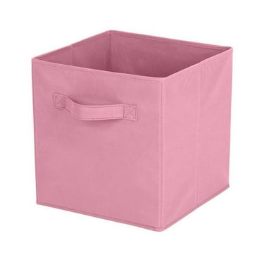 Mainstays Kids Storage Cube Basket Bin - Great for Nursery, Kids Playroom, Closet, Home Organization Pink, Cube bin assembled size: 10.5 in. W x 10.5 in. D x 11 in. H
