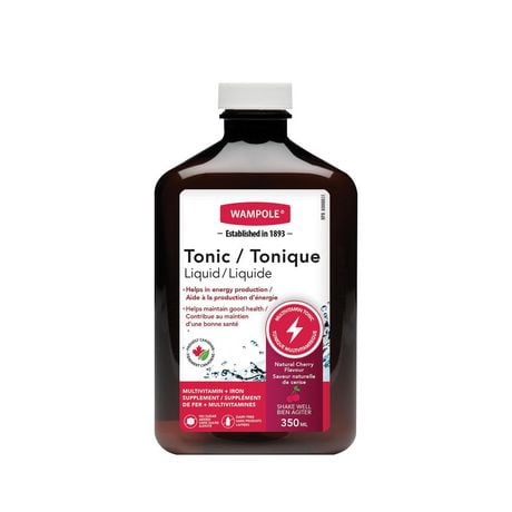 Wampole Tonic Liquid Vitamin Supplement 350ml, Vitamins B Complex and Iron