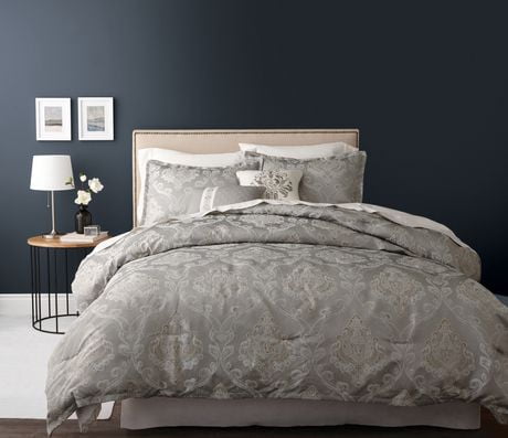 hometrends gold and silver lines comforter set walmart ca hometrends gold and silver lines comforter set walmart ca