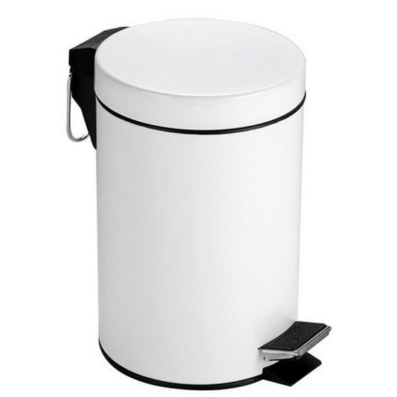 Steel Step Bin<br>Convenient removable inner bin to empty trash<br>White powder-coated finish, Steel Step Bin