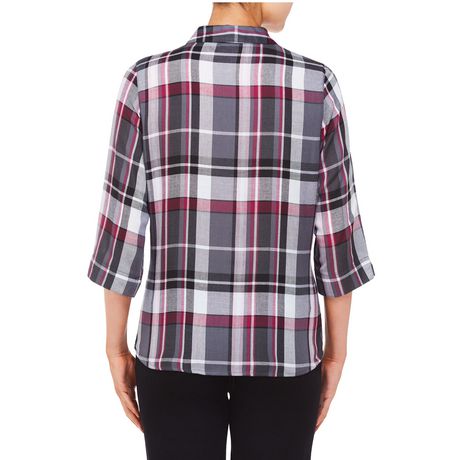 Alia Plaid Button Front Shirt | Walmart Canada