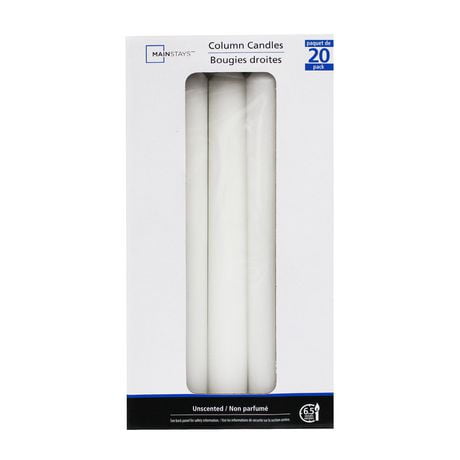 Mainstays 8" Unscented Column Candles, Pack of 20