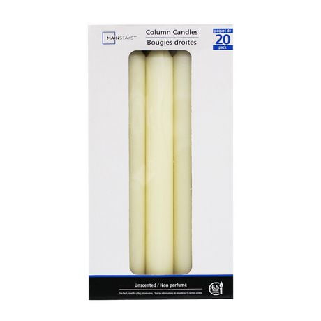 Mainstays 8" Unscented Formal Column Candles, Pack of 20