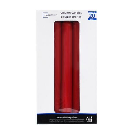 Mainstays 8" Unscented Column Candles, Pack of 20