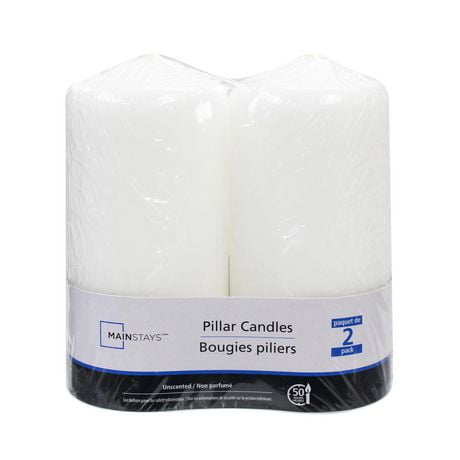Mainstays Unscented Pillar Candles, Pack of 2, 2.8" x 6"