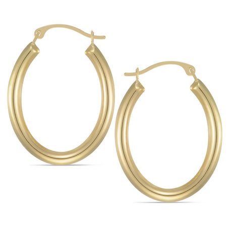 Quintessential 10k Gold Medium Oval Yellow Hoop Earrings