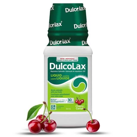 DulcoLax Liquid Laxative for Gentle Occasional Constipation Relief, For Adults and Children Ages 2 and Over, Stimulant-Free, Fast Acting Laxative, Cherry, 354mL Bottle, 354mL Bottle