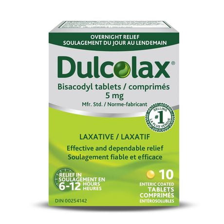 DulcoLax Bisacodyl Tablets, 5mg Stimulant Laxatives for Occasional Constipation Relief, Laxative and Constipation Relief For Adults and Children 6 and Over and Breastfeeding Women, 10 Count, 10 Tablets