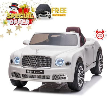 Complete Edition Bentley Mulsanne 1-Seater Toddlers' and Kids' 12V Ride-on Car w/ Rubber Wheels, Leather Seat, 3-Point Seatbelt, Opening Doors, Bentley Hood Ornament, USB, RC - KIDS VIP