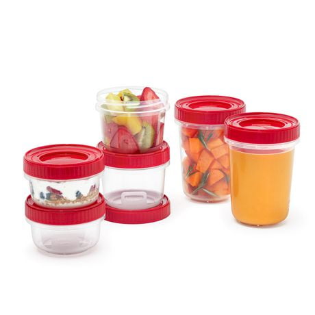 Rubbermaid TakeAlongs Twist & Seal Food Storage Containers, Ruby, 12-Piece Value Pack