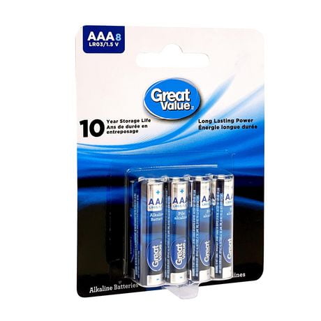 AAA Great Value Alkaline Batteries - 8 Pack | Walmart Canada