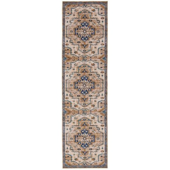 Julian 2x8 Washable Accent Rug, Ivory and Gold