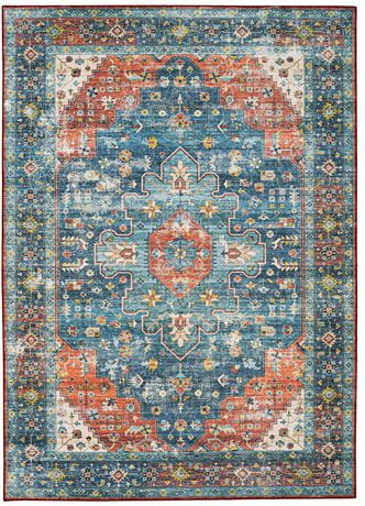 Markum 3x5 Washable Accent Rug, Teal and Rust | Walmart Canada