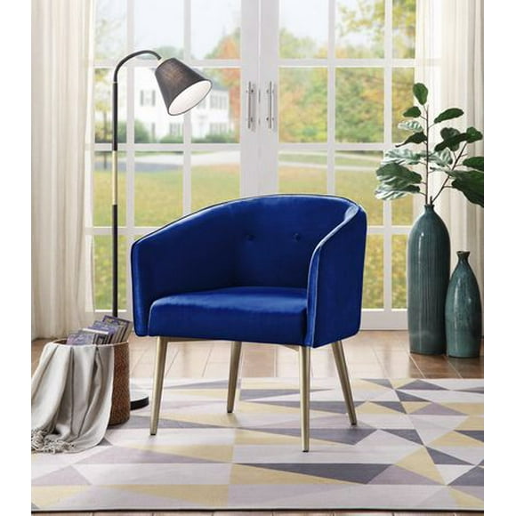 Topline Home Furnishings Retro Navy Velvet Accent Chair