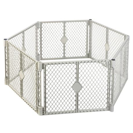 North States 6-Panel Easy To Use Baby Gate Plastic Superyard Classic Baby or Pet Playard, 26" H, 18.5 sq. ft.