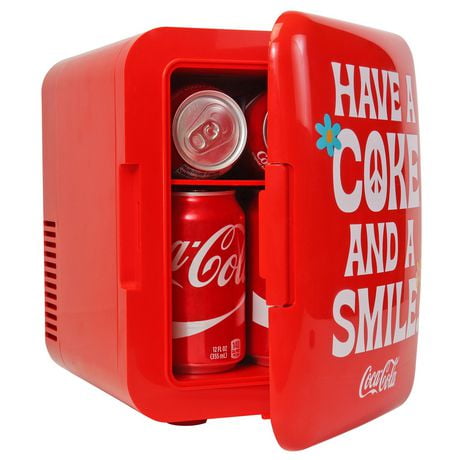 Coca-Cola 4L Cooler/Warmer, 6 Can Portable Mini Fridge for Travel, Home, Dorm, Red