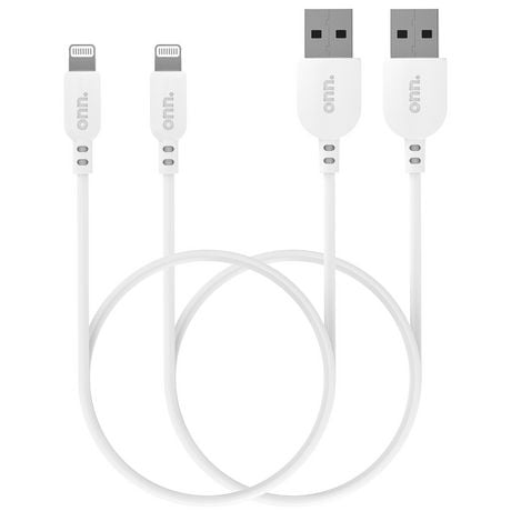 onn. 2-Pack 6 ft./1.8 m Lightning to USB-A Cable, Made for Apple, Transfer while Charging
