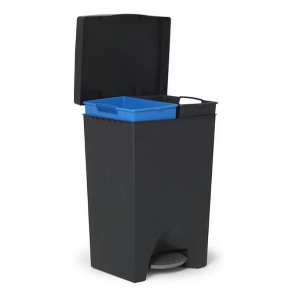 Mistral® 50L iCan® Recycle Step Can Black, 2 removable liners de 25L
