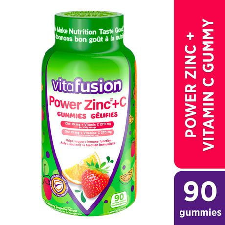Vitafusion Power Zinc + C Adult Vitamin Gummies, 90 Vitamin Gummies (1 month supply)