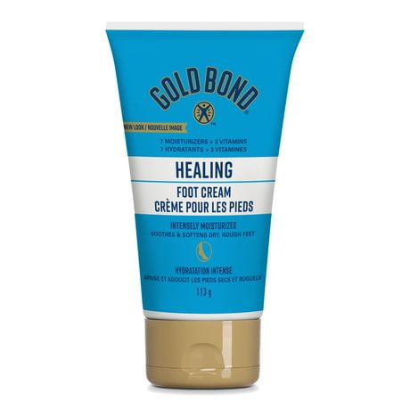 Gold Bond Healing Foot Cream - 113 g Tube - Relieves & Revitalizes Dry, Rough, Cracked Feet & Heels - Soothes & Softens - Non-Greasy - Absorbs Quickly - With Vitamin A, E, & C - for Women & Men, 113 g